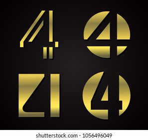 Golden Number 4 Logo.Logotype Vector Design.
