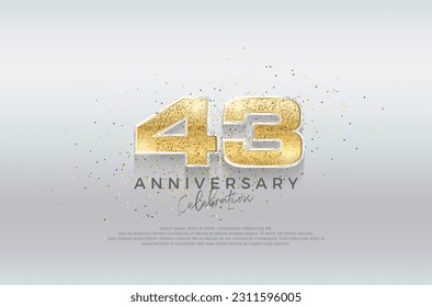 Golden number 43rd. Premium design with luxurious gold glitter. Premium vector for poster, banner, celebration greeting.