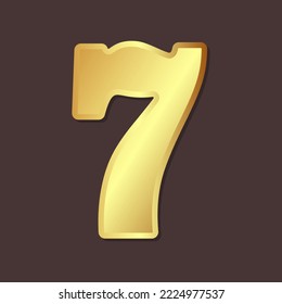 Golden number 7. 3 D. Vector illustration.