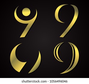 Golden Number 9 Logo.Logotype Vector Design.
