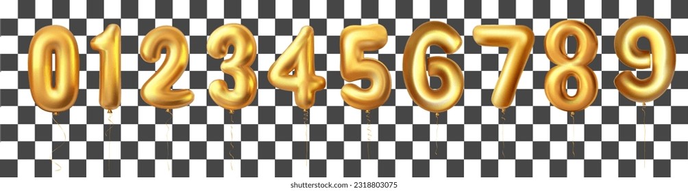 Golden Number Balloons 0 to 9. latex balloons. Helium balloons. for unique decoration with several concept idea in any occasion