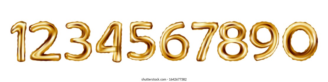 Golden Number Balloons. Vector illustration