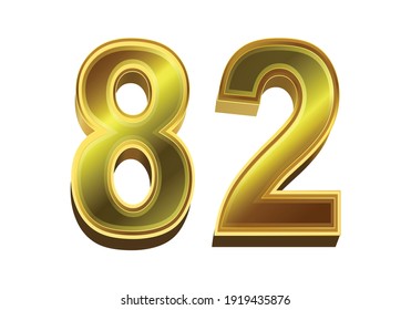 Golden Number Eighty Two Radiating Luxurious Charm An Illustration of Numeric Elegance