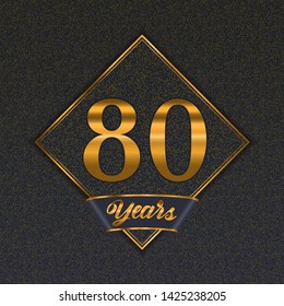Golden number  eighty years (80 years) celebration design. Anniversary golden number with luxury background for your birthday party