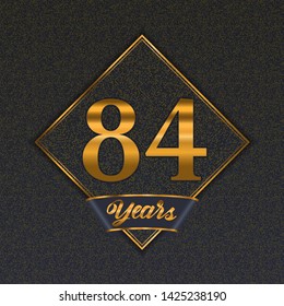 Golden number  eighty-four years (84 years) celebration design. Anniversary golden number with luxury background for your birthday party