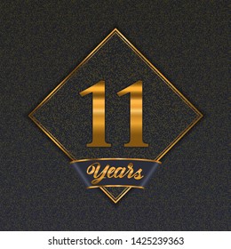 Golden number  eleven years (11 years) celebration design. Anniversary golden number with luxury background for your birthday party
