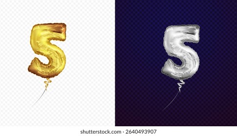The golden number five air balloon for baby shower celebrate decoration party