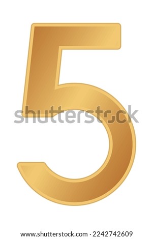 golden number five icon on white background