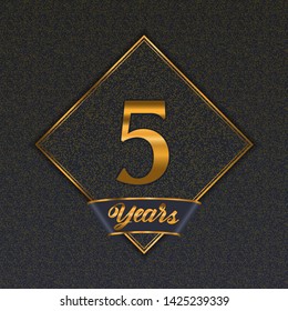 Golden number  five years (5 years) celebration design. Anniversary golden number with luxury background for your birthday party