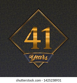 Golden number  forty-one years (41 years) celebration design. Anniversary golden number with luxury background for your birthday party