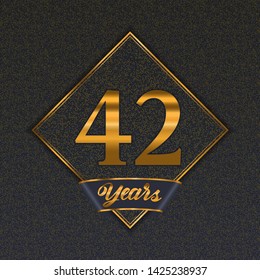 Golden number  forty-two years (42 years) celebration design. Anniversary golden number with luxury background for your birthday party