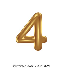 golden number four icon isolated