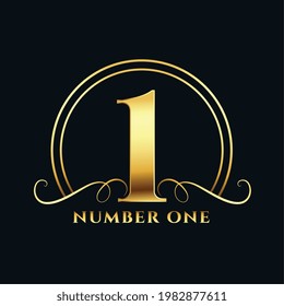golden number one label design