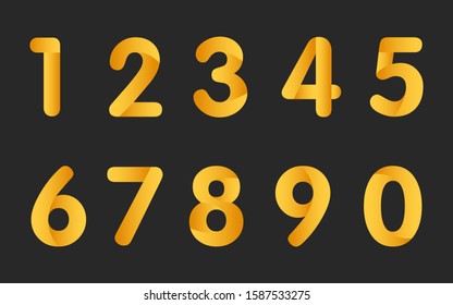 golden number set gradient isolated vector illustration eps10. Fasion symbol design sign luxury royal rich font