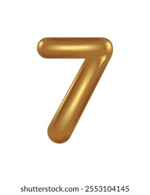 golden number seven icon isolated