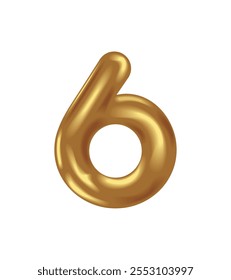 golden number six icon isolated