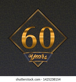 Golden number  sixty years (60 years) celebration design. Anniversary golden number with luxury background for your birthday party