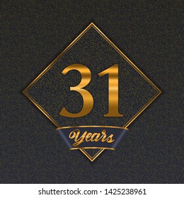 Golden number  thirty-one years (31 years) celebration design. Anniversary golden number with luxury background for your birthday party