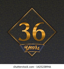 Golden number  thirty-six years (36 years) celebration design. Anniversary golden number with luxury background for your birthday party