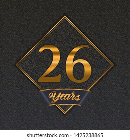 Golden number  twenty-six years (26 years) celebration design. Anniversary golden number with luxury background for your birthday party