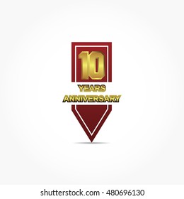 golden numbered anniversary logo vector on a gradient red ribbon