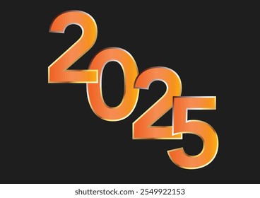 Golden numbers with black background 2025