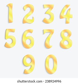 Golden numbers isolated on white background