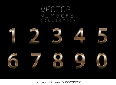 Golden numbers with golden outline. Numbers set vector font alphabet, luxury flat design ; application, creative poster  Party, birthday, celebrate anniversary and wedding. Vector design elements
