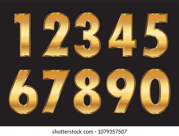Golden Numbers Set. Vector Gold Numbers.