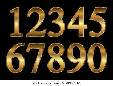 Golden Numbers Set. Vector Gold Numbers.