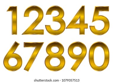 Golden Numbers Set. Vector Gold Numbers.
