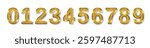 Golden numbers with shadow isolated white background