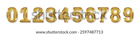 Golden numbers with shadow isolated white background