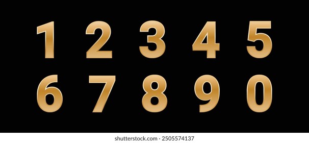 golden numbers symbol. from 0 to 9 vector illustration.