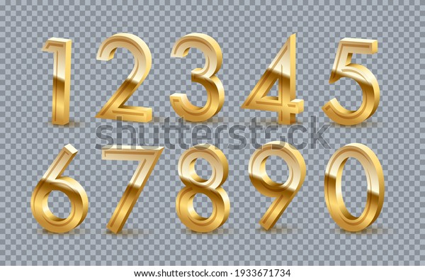 Golden Numbers Zero Nine Set On Stock Vector Royalty Free