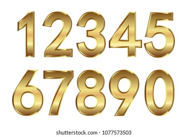 Golden Numbers Set Vector 3d Illustration Stock Vector (Royalty Free ...