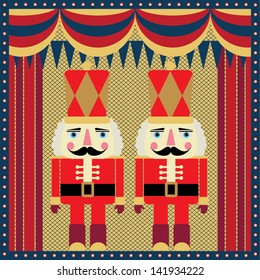 Golden Nutcracker/ Christmas greeting card/ circus/ Theatre