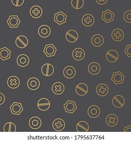 golden nuts and bolts pattern - vector illustration