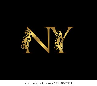 Golden N,Y And NY Luxury Logo Design.