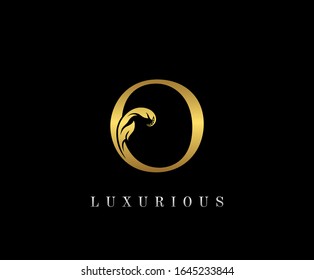 Golden O Luxury Logo Icon, Vintage Gold O Letter Logo Design.