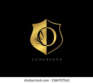 Golden O Luxury Shield Logo Icon 