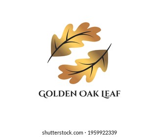 golden oak leaf logo in balanced yin yang formation