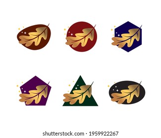 golden oak leaf logo set