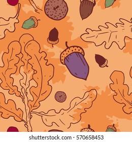 Golden oak seamless pattern