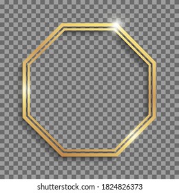 Golden octagon double frame with shadows and highlights isolated on a transparent background. - Powered by Shutterstock - Get 15% off with code: PIKWIZARD15