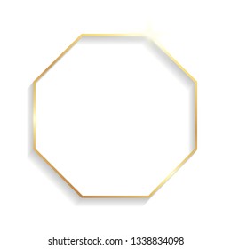 Golden octagon frame with shadows and highlights isolated on a white background. Eps 10