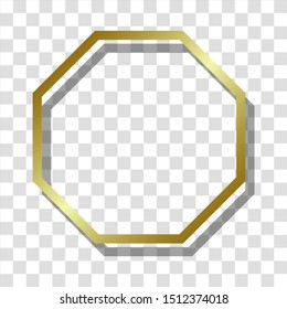 golden octagon line with shadow, octagon isolated design.
