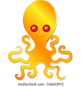 Golden octopus isolated on white