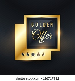 golden offer label and badge design vector
