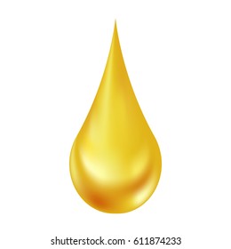 Golden oil droplet vector on white background. Realistic vector illustration.